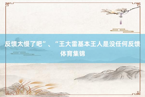 反馈太慢了吧”、“王大雷基本王人是没任何反馈体育集锦