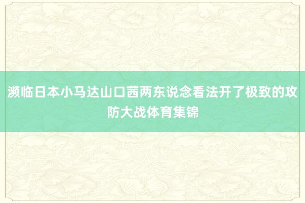 濒临日本小马达山口茜两东说念看法开了极致的攻防大战体育集锦