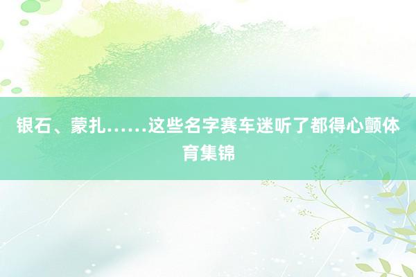 银石、蒙扎……这些名字赛车迷听了都得心颤体育集锦