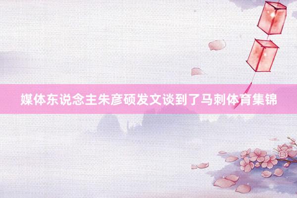 媒体东说念主朱彦硕发文谈到了马刺体育集锦