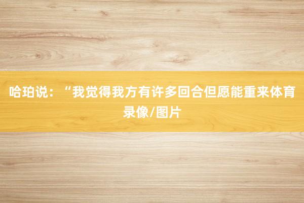 哈珀说：“我觉得我方有许多回合但愿能重来体育录像/图片